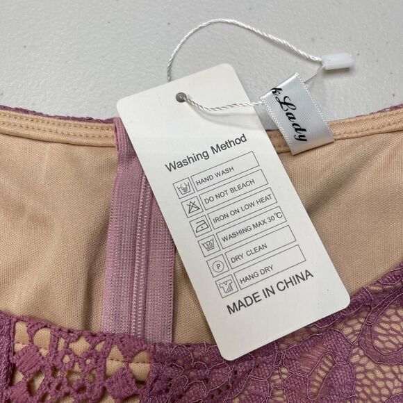 Twink Lady Dress Womens XL Mauve Pink Lace with Nude Underlay Bell Half Sleeves - Picture 7 of 12